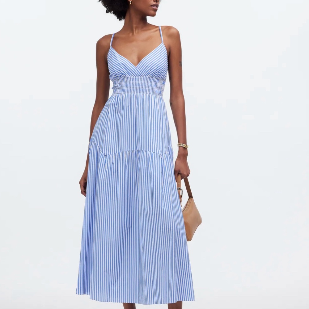 Empire-Waist Tiered Maxi Dress in Stripe